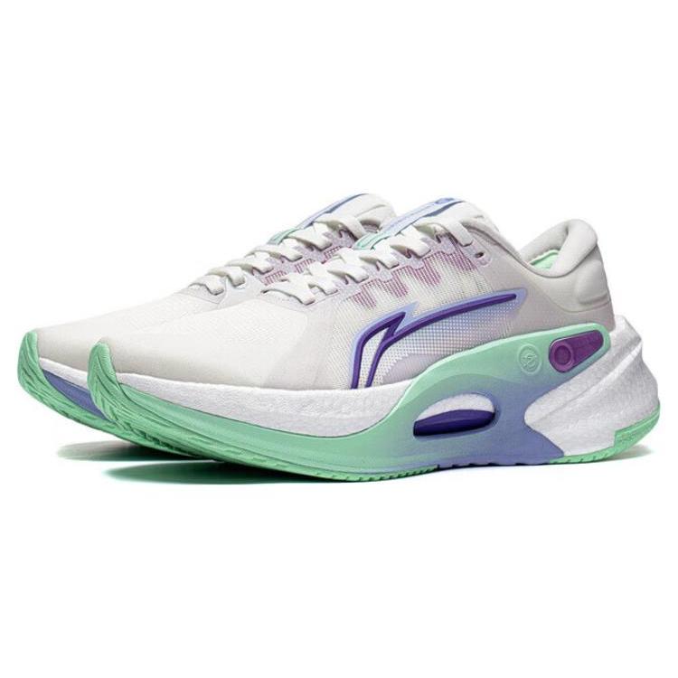 New LiNing Furious Rider 7.0 Cushioning Low Top Midsole Technology Running Shoes Women's White Purple ARZT004-13