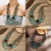 Bohemian Multilayer Art Wooden Pearl Necklace Round Geometric Women Decoration