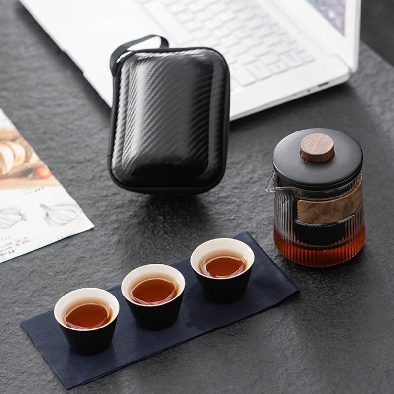 Portable Glass Travel Teaware Sets Outdoor Kung Fu Tea Brewing Portable Heat-resistant Tea Cup