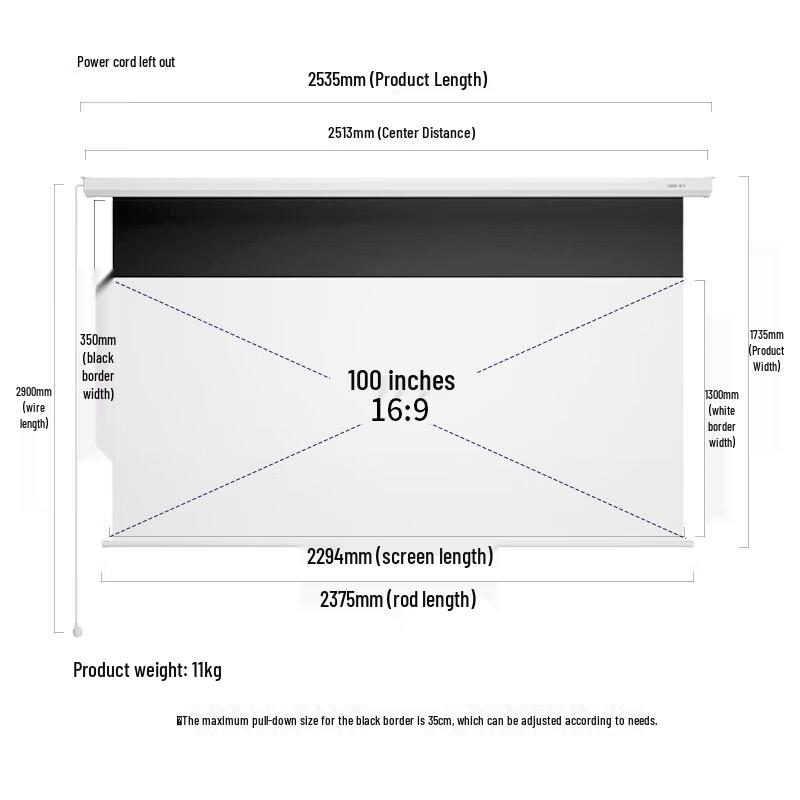 Deli 100-inch 16:9 Electric 8K Projector Screen