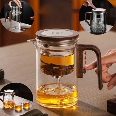 Separarea apei Recipient interior Ceainic Întrerupător magnetic cu un singur clic Separarea ceaiului Filtrare Ceainic din sticlă Mâner din lemn Ceai