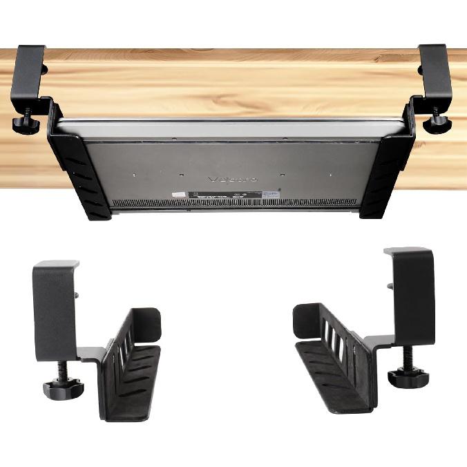 LUKETURE Under Desk Laptop Mount, No Drill Under Desk Shelf, Under Desk Laptop Holder with Anti-Scratch Felt Board, Under Desk Laptop Tray for