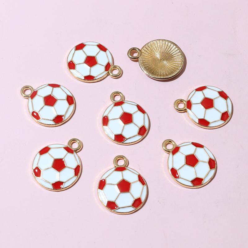 20pcs 16.5x13mm Enamel Football Soccer Small Charms Pendant Zinc Alloy Metal DIY Jewelry Making Accessories Findings