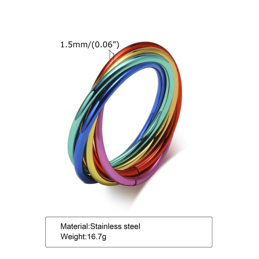 Colorful Stainless Steel 6-Ring Set for Men and Women - Fashionable and Unique Jewelry, R-599