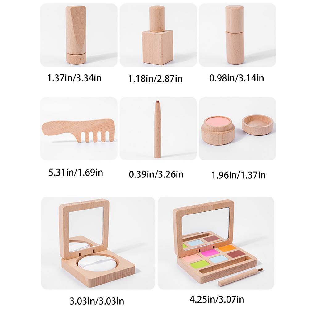 Children's Wooden Cosmetics, Family Toys, Solid Wood Role-playing, Girl Makeup, Lipstick, and Makeup