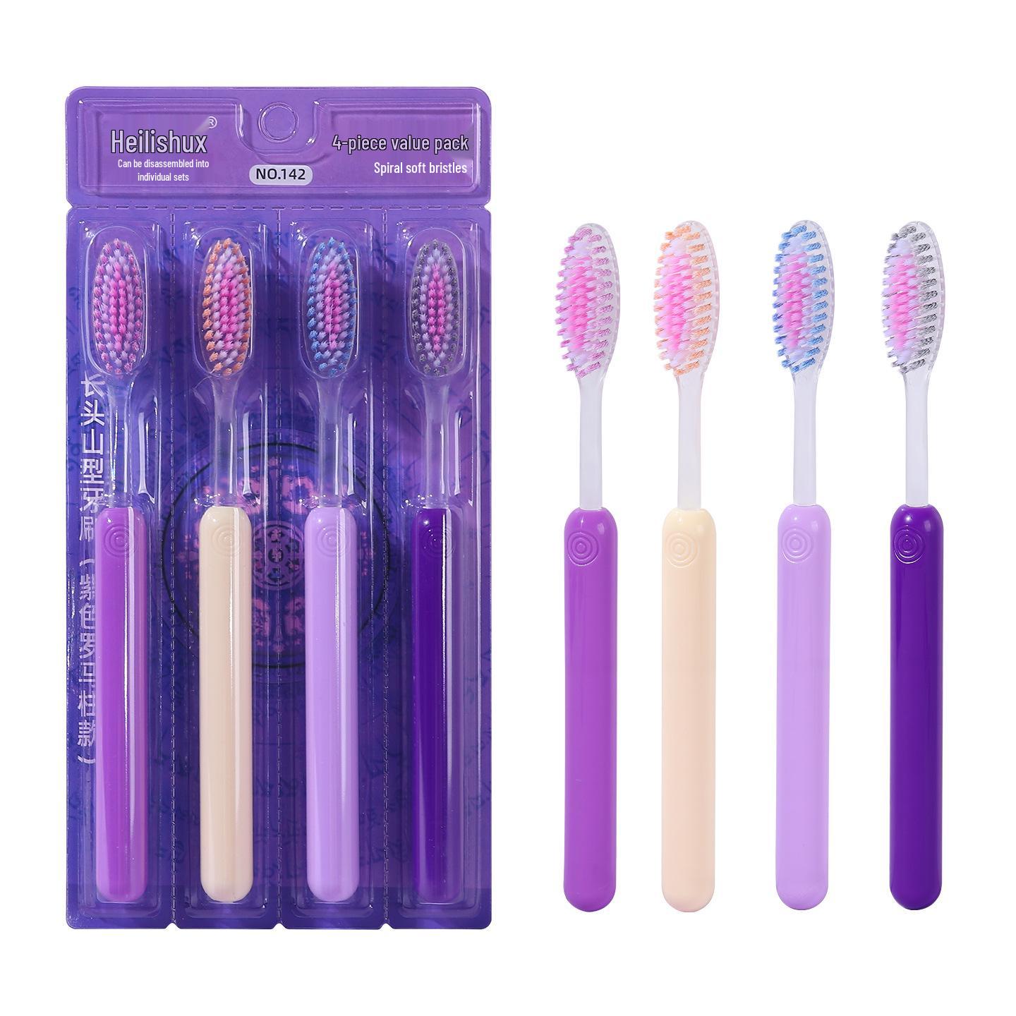 

Purple Long-Head Toothbrush: Soft Bristles, Curved Brush, Gum Protection, Adult Use, Gift Box Set