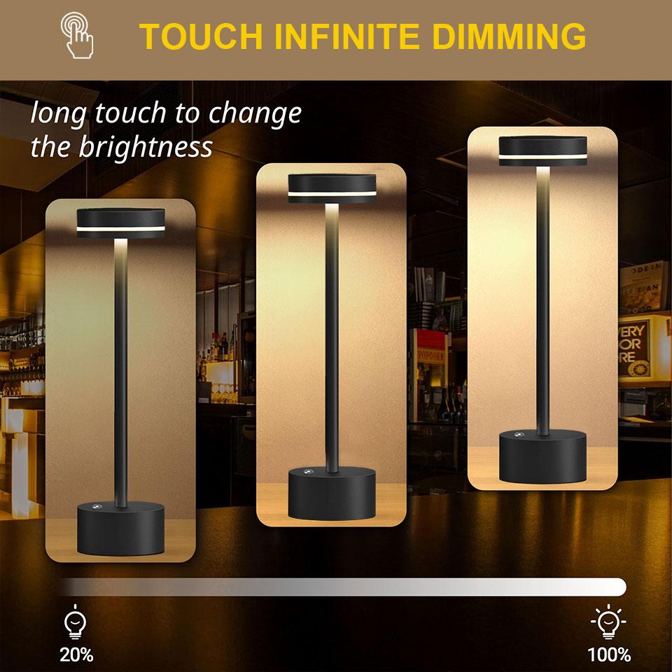 Table Lamp LED Rechargeable Wireless Reading Lamp Touch Switch Desktop Night Light Brightness Changeable Decoration Night Light