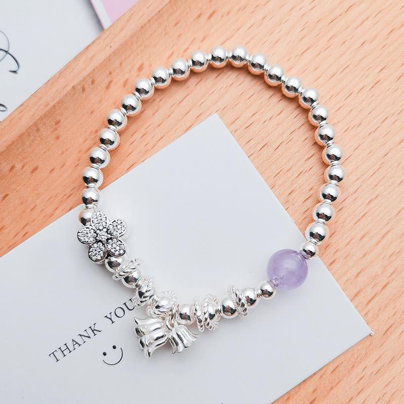 2024 New Sterling Silver Lily of the Valley Beaded Bracelet for Women - Ideal Christmas Gift Sterling Silver 925