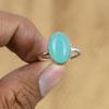 925 Sterling Silver Oval Green Chalcedony Gemstone Wedding Promise Ring Size 8