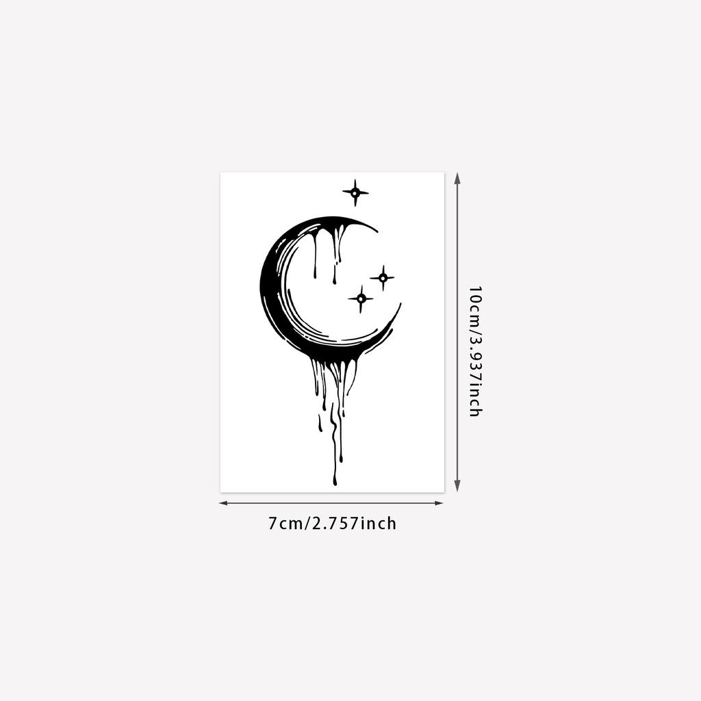 Premium Herbal Semi-Permanent Simple Star Moon Fringe Tattoo Sticker