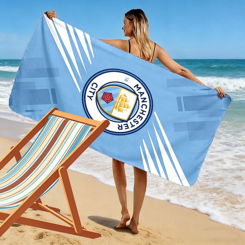 Manchester City Team Print Beach Towel, Large Soft Quick Dry Towel for Beach Camping Swimming