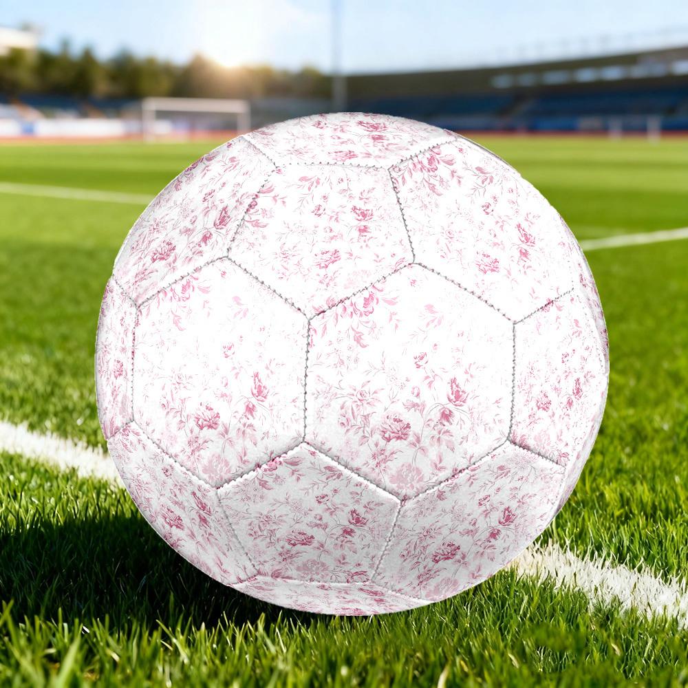 1pc Pink Floral Size 5 Soccer Ball Professional Match Training Football Indoor &Outdoor Sports Ball Lightweight Durable c65139