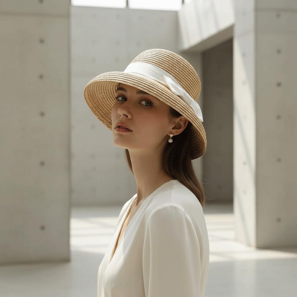 High-Density Weave Wheat Straw Cloche Breathable Round Top Straw Topper Sophisticated Travelers