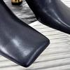 2025 Nuevas Zapatillas Elegantes de Punta Cuadrada para Mujer Sandalias de Cuero de Tacón Medio de Moda Zapatos Mule Tendencia Primavera Diseñador Vestido Femme Chaussures