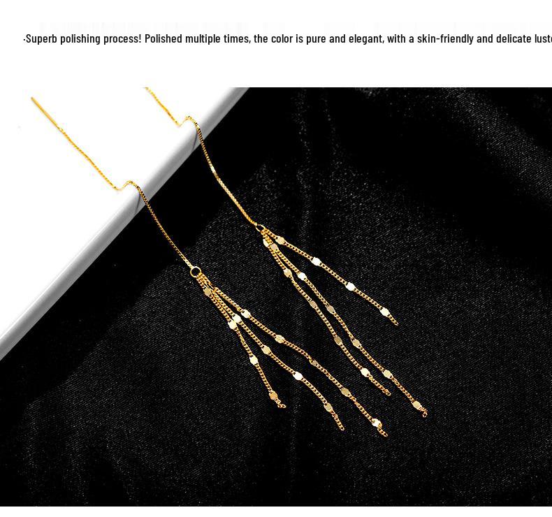 Banyan Tree S925 Silver Korean Tassel Earrings - Elegant Long Sequin Design for Women