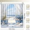 Beach Pattern Shower Curtain - Modern Personality, Waterproof Polyester, Rainbow Cartoon Theme, All-Season,  Bath Decor