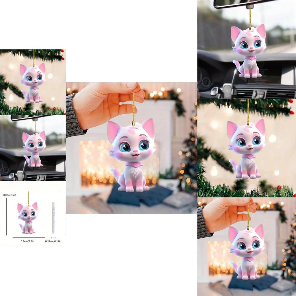 Adorable Pink Acrylic Cartoon Style Car Hanging Decoration For Trendy Vehicle Decor