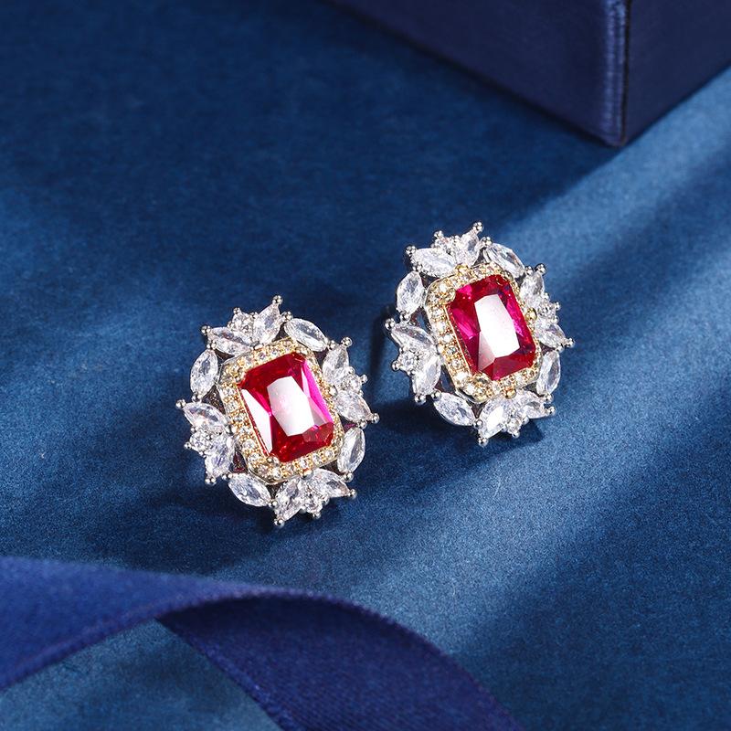 

Ювелирные изделия Медное основание Позолоченный ювелирный набор Имитация Красного корунда Бриллиантовая инкрустация Подвеска Кольцо Основной 8 * 16 6 * 8