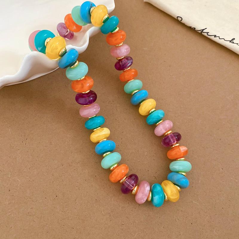 Elegant Summer Acrylic Beaded Necklace: Fashionable Round Clavicle Chain Jewelry