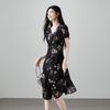 SOFSIL French Floral Silk V-Neck Midi Dress