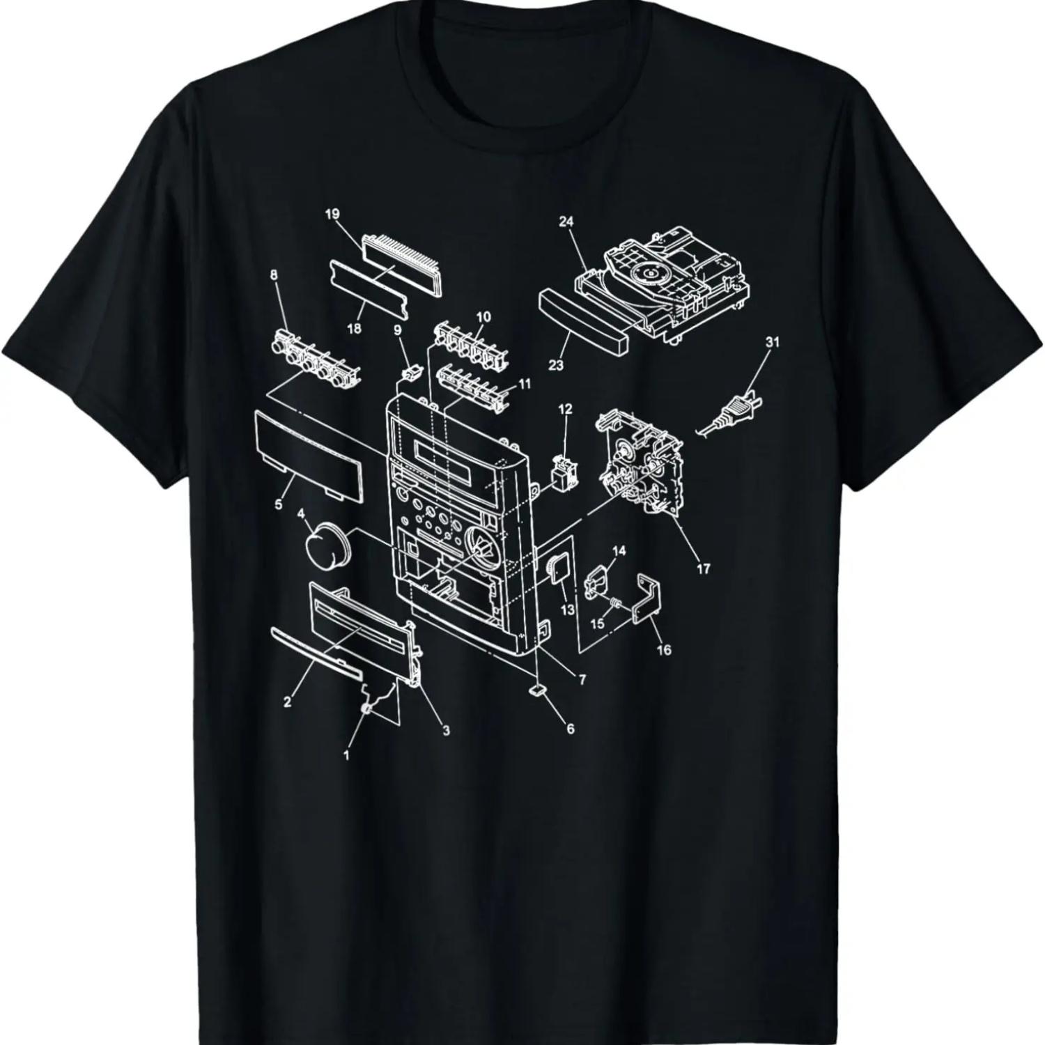 

Vintage Blueprint - Car Vehicle Audio System Retro Chart Fun T-Shirt S чёрный