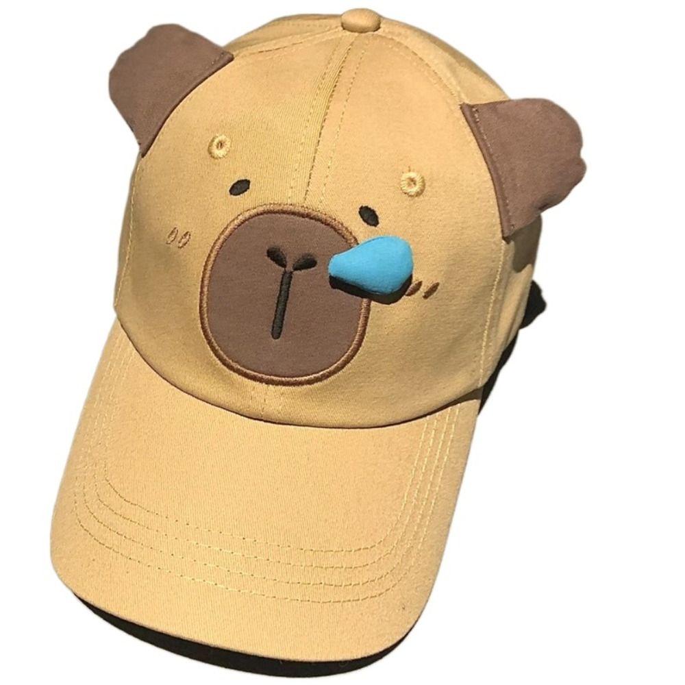 Casual Runny Nose Capybara Baseball Cap Korean Style Embroidery Cartoon Sun Hat Sunscreen Golf Cap Peaked Cap Men