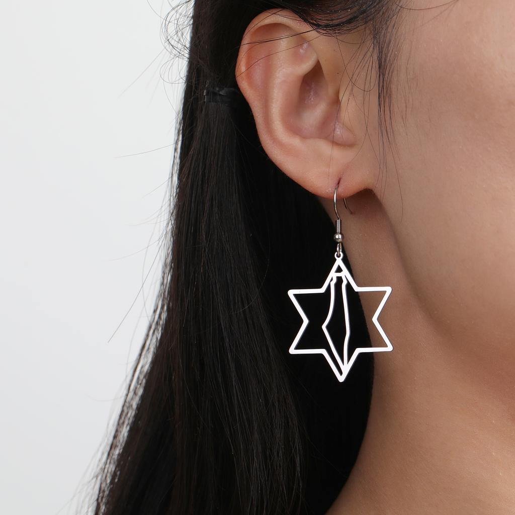 Cazador Star of David Israel Map Drop Earrings Stainless Steel Je Judaism Jewelry Hexagram Earrings Vintage Gift 2026 New