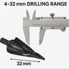 1pcs 4-32mm Spiral Cone Bit Triangle Shank Metal Wood Drilling Reamer High Speed Steel DIY Tool HSS Cobalt Step Drill Bit
