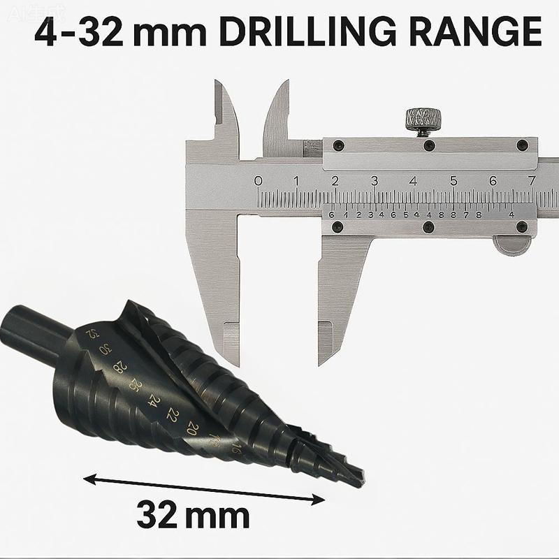 1pcs 4-32mm Spiral Cone Bit Triangle Shank Metal Wood Drilling Reamer High Speed Steel DIY Tool HSS Cobalt Step Drill Bit