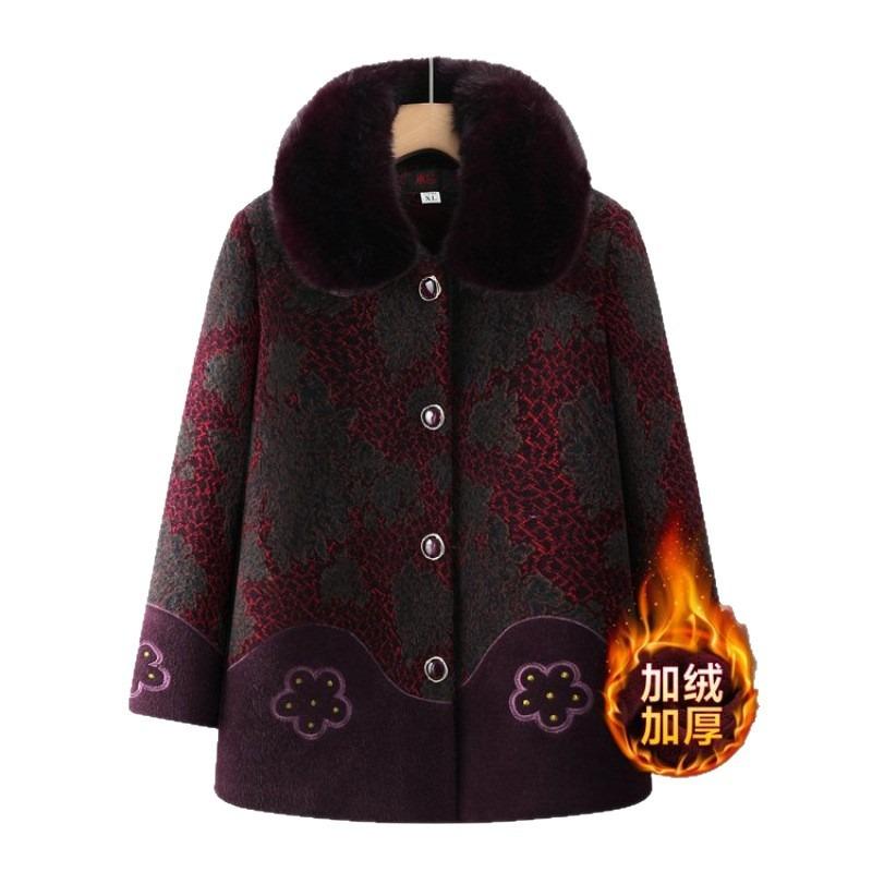 Grandma Mink Fleece Coat Fleece Thickened Medium Elderly Winter Padded Jacket Women's Clothes Mom Mother-in-law Autumn Jacket