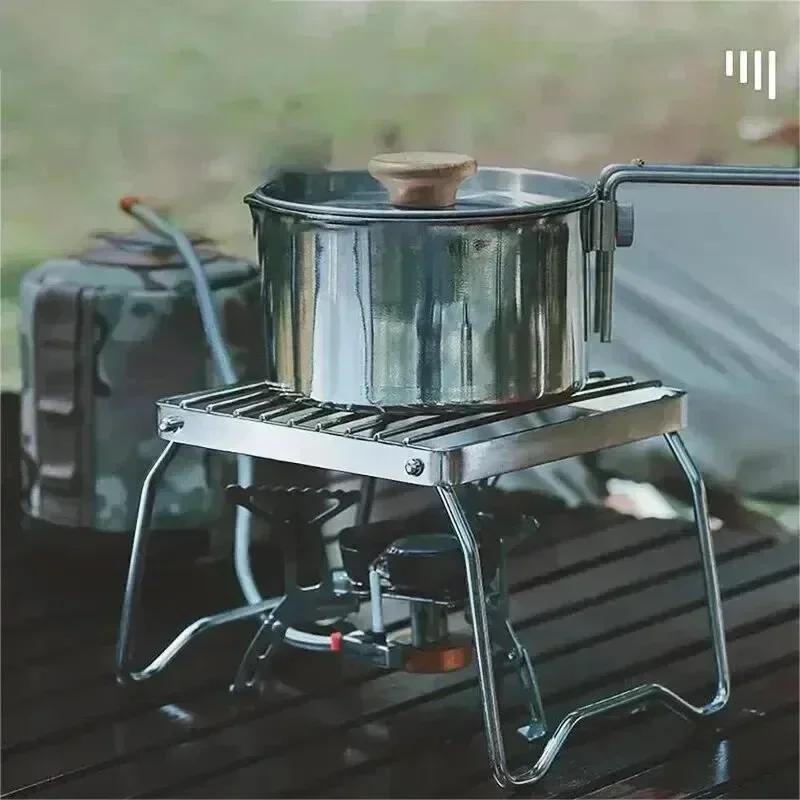 Outdoor Stainless Steel Stove Holder Camping Portable Folding Mini Barbecue Rack Pot Holder Baking Tray Holder