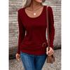 Women's Fashion Casual Spring Fall Solid Color Print Long Sleeve O-Neck Pullovers & Long Sleeves