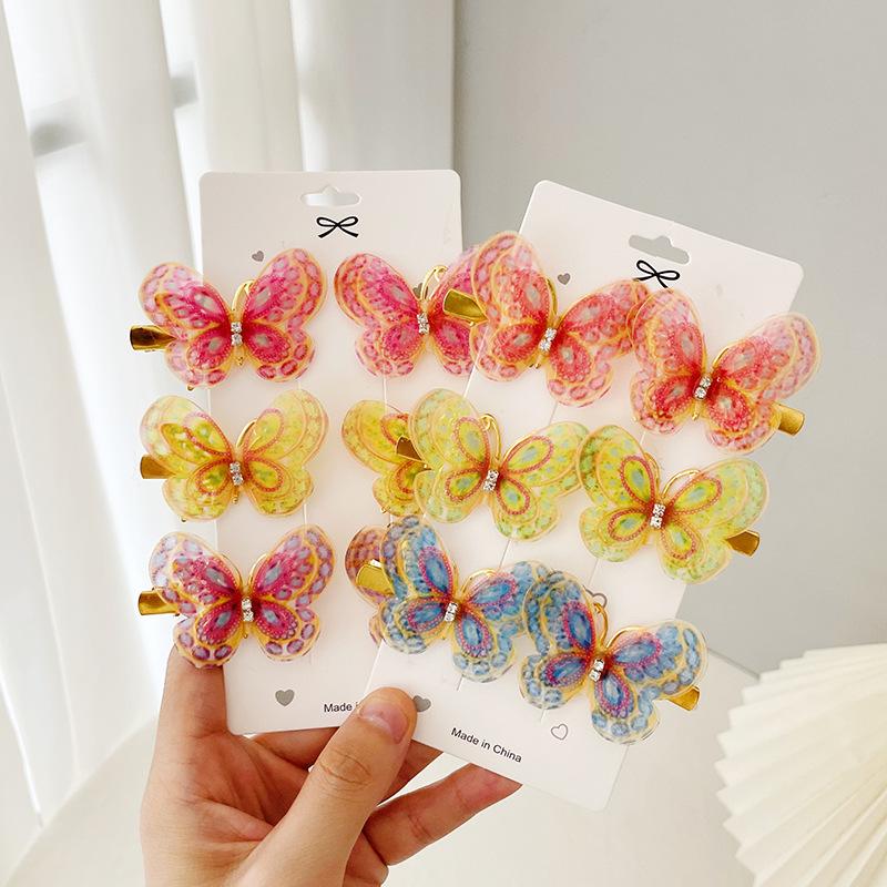 3D Gradient Butterfly Hair Clips for Girls, Rhinestone Hair Accessories for Kids