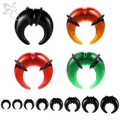 ZS 1 PC Colorful Glass Ear Plug And Tunnel Horn Shape Nose Septum Piercing 00/0/2/4/6G Ears Stretcher Large Gauge Flesh Expander
