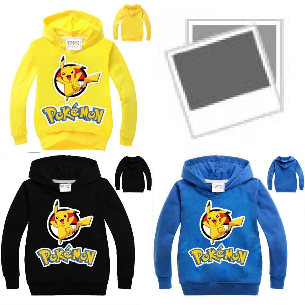 Go Kids Pokemon Ragazzi Ragazze Felpa a Manica Lunga T-shirt Abbigliamento Casual Top