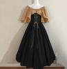 Retro Women's Spliced Flying Sleeves Tie-Waisted Large Swing Skirt One Shoulder Dress