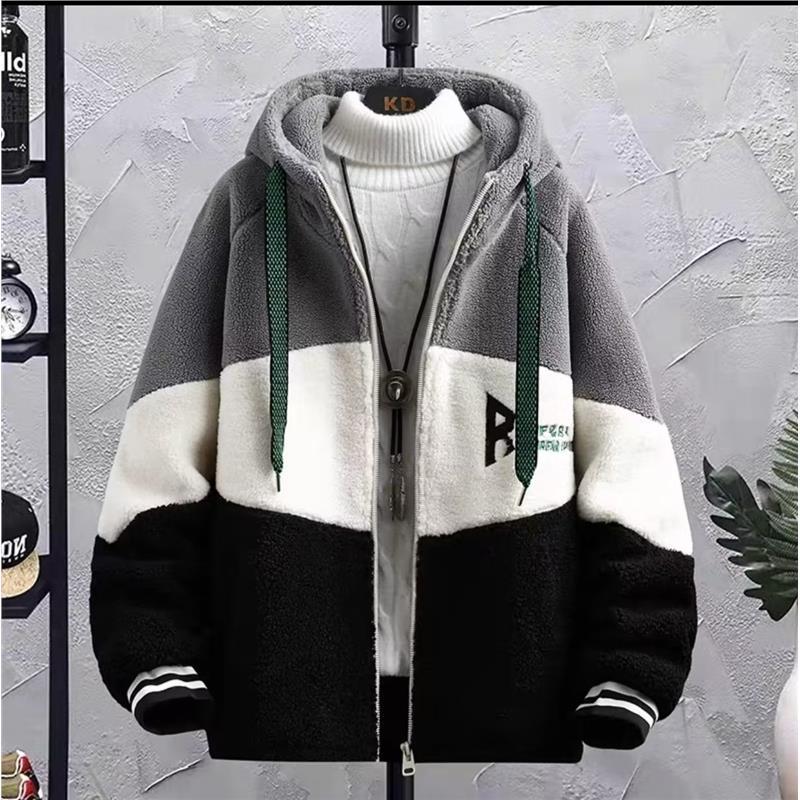 Lambswool Plus Size Men's Soft High-quality Fabric Windproof Jacket Fashionable Versatile Casual Sports Lightweight Jacket Wave Warm Jacket
