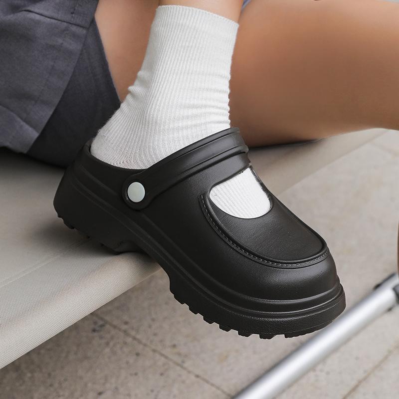 Outdoor Summer Vintage Solid Slippers Anti Slip Platform Home Soft Bottom Beach Slippers Women Waterproof Sandals Ladies Shoes