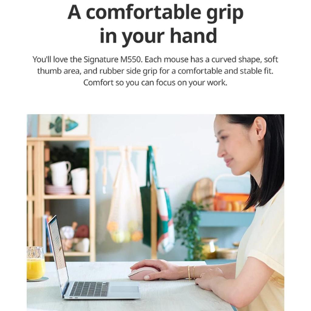 Logitech M550 Wireless Bluetooth Mouse for Business, Home, Office, Light Sound Laptop, Desktop Computer, Mouse