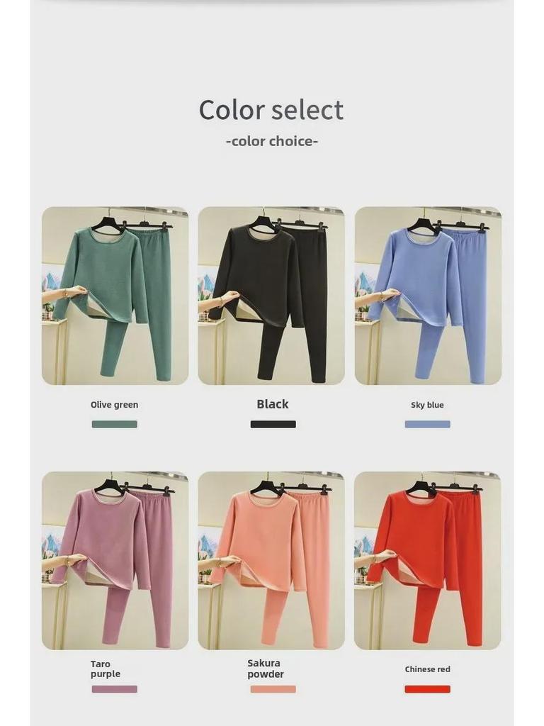 Women's German Velvet Thermal Underwear Set: Plus Size, Thickened, Brushed for Autumn/Winter