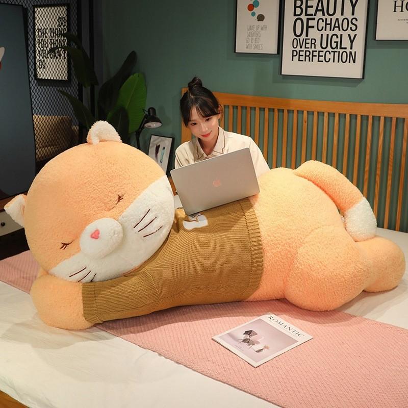 Plush Cat Sweater Toy Cushion Cartoon Stuffed Doll Room Decoration Gift Kids
