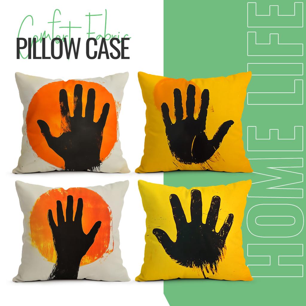 Black Handprint Cushion Pillowcase Printed Polyester 45x45cm Throw Pillowcover Decorative Sofa Cushion Pillowslip Home Decor