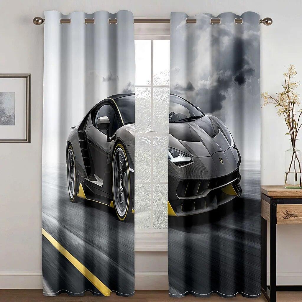 3D Print Lyx Modern Mekanisk Bil Fri Frakt 2 Styck Tunn Fönster Draper Gardin För Vardagsrum Sovrum Heminredning