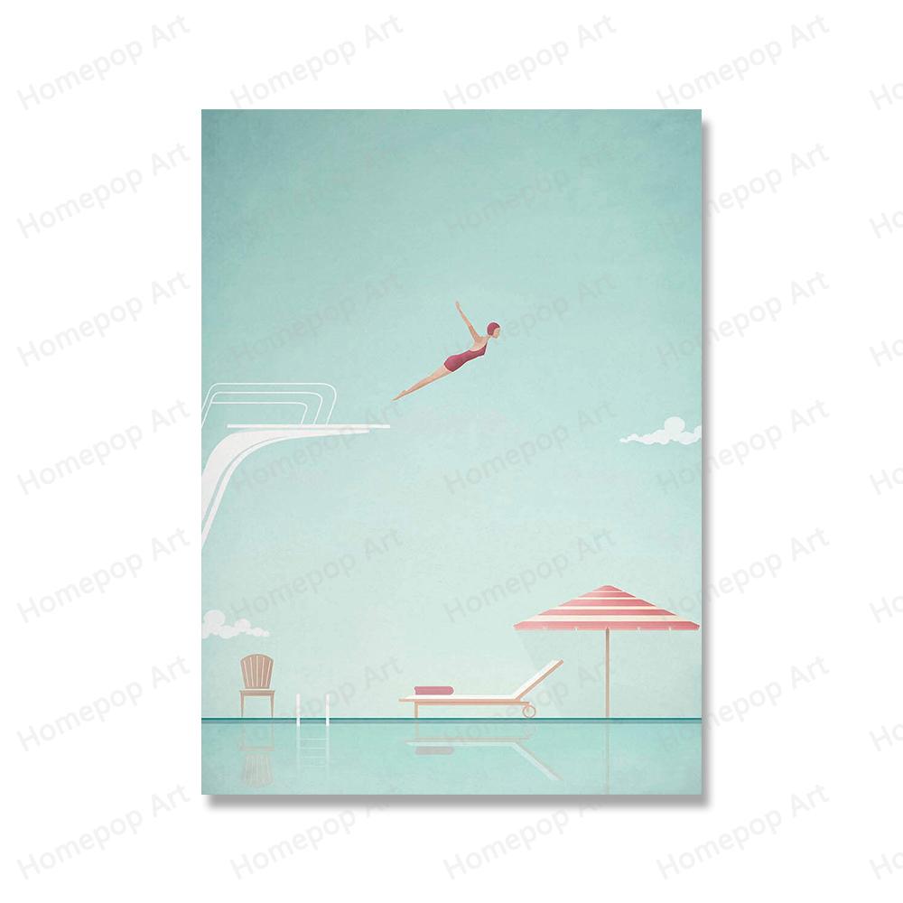 Kaltes Wasser Wildes Schwimmen Leinwand Malerei Drucke Landschaft Flüsse See Poster Tropical Beach Wand Kunst Bilder für Wohnzimmer Dekor