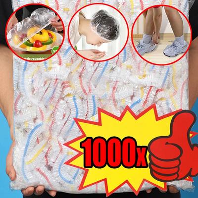 1000PCS Disposable Food Cover Saran Wrap Food Grade Fruit Vegetable Storage Bag Elastic Plastic Bag Kitchen Fresh Keeping Bag