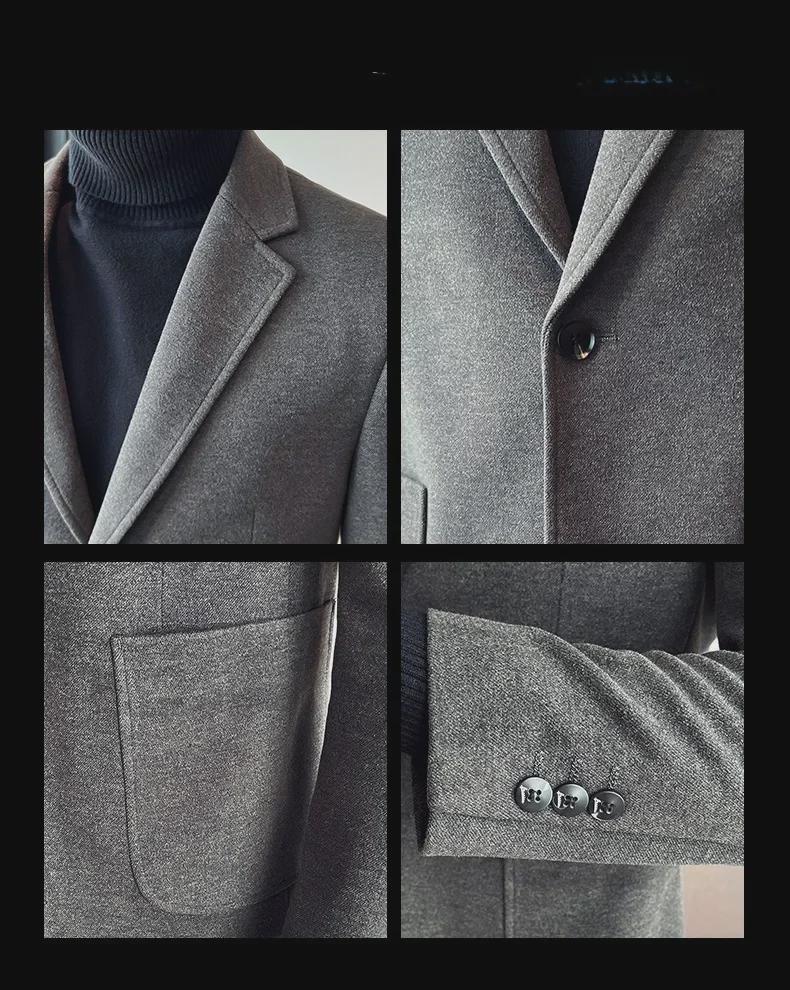 Men's Slim Woolen Casual Suit Jacket - Korean & British Style for Spring/Autumn