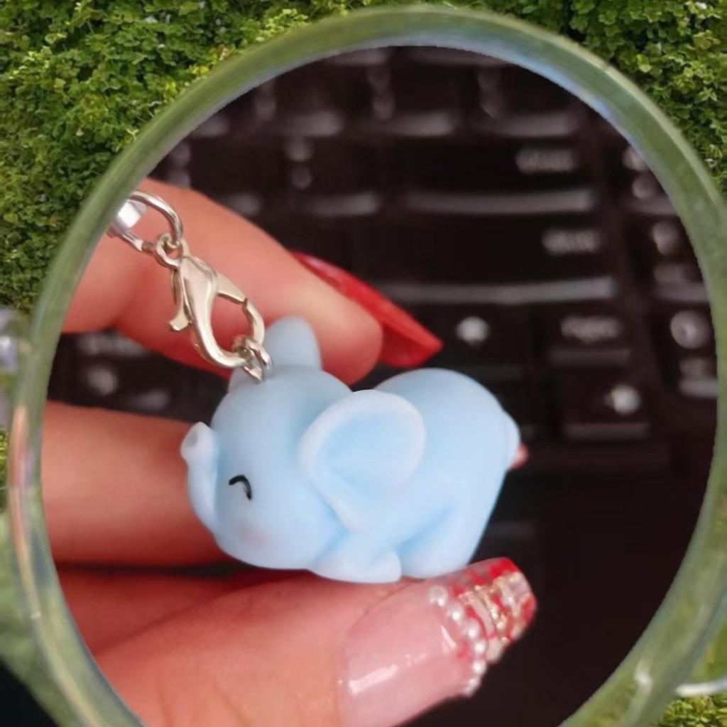 Adorable Blue Elephant Resin Ornament for Creative Desk or Miniature Scenery