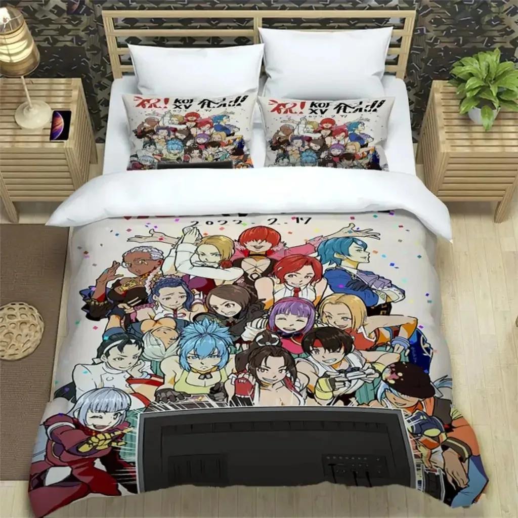 KOF Anime Art Print Three Piece Bedding Set Fashion Article Boys Or Adults For Beds Quilt Covers Pillowcases Bedding Set