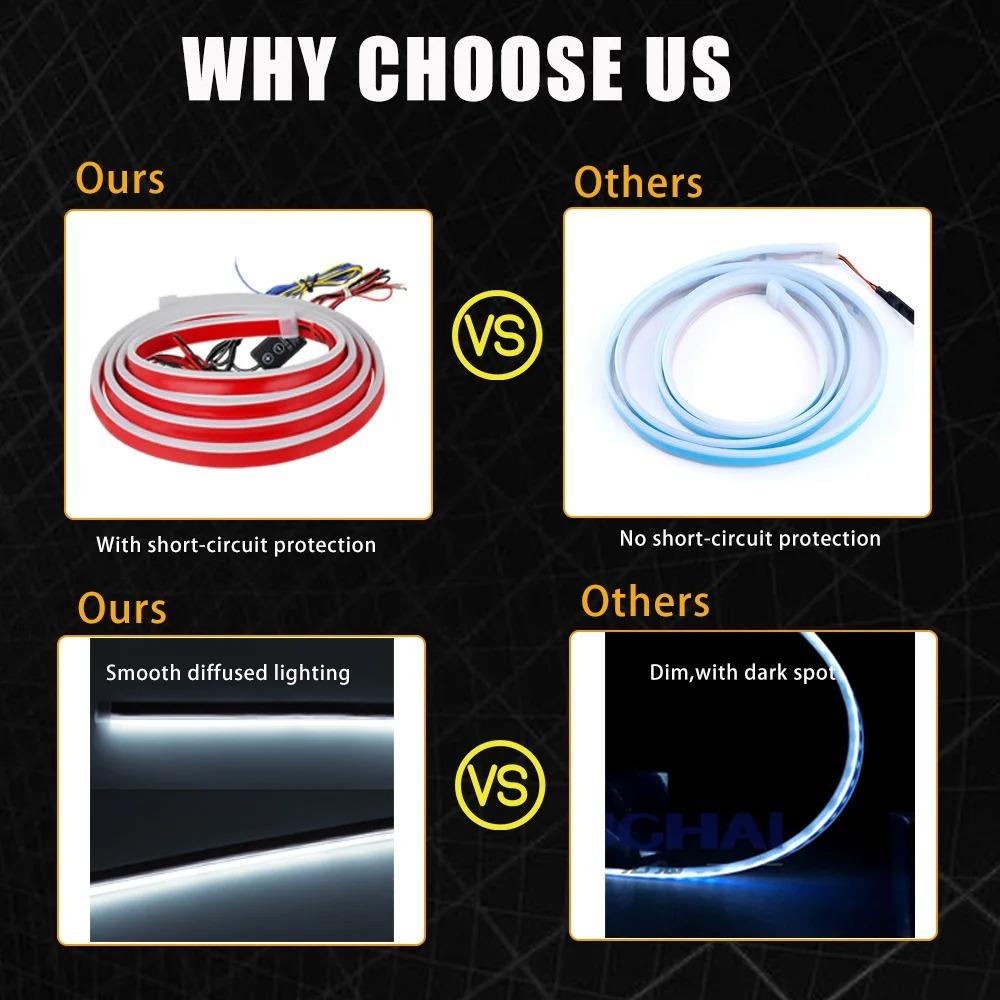 RGB Car Light Strip Turn Signal APP Dynamic Control LED Decor Light Strip Waterproof DIY Refit for Front Engine Hood Decorations