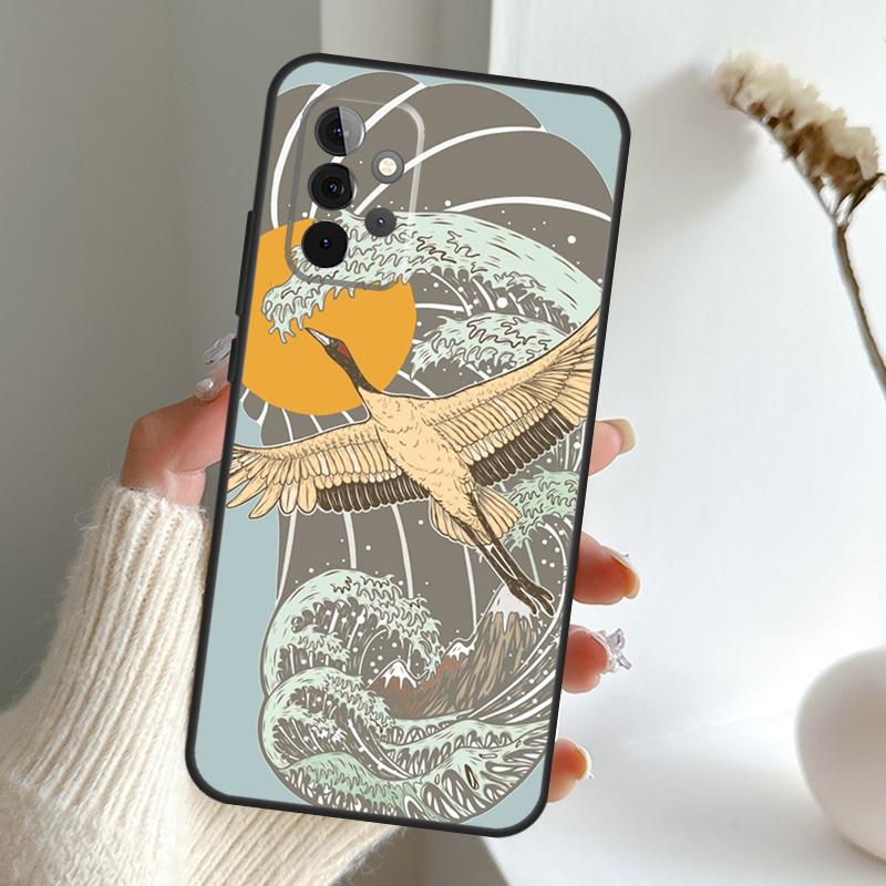 Art Crane Waves Case For Samsung Galaxy A13 A33 A53 A06 A17 A56 A36 A26 A16 A15 A35 A55 A34 A54 A52 A12 A32